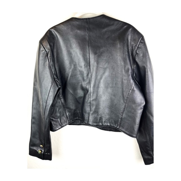 Cropped leather Jacket from Germany size 40 / 10 80s Disco - Picture 6 of 7